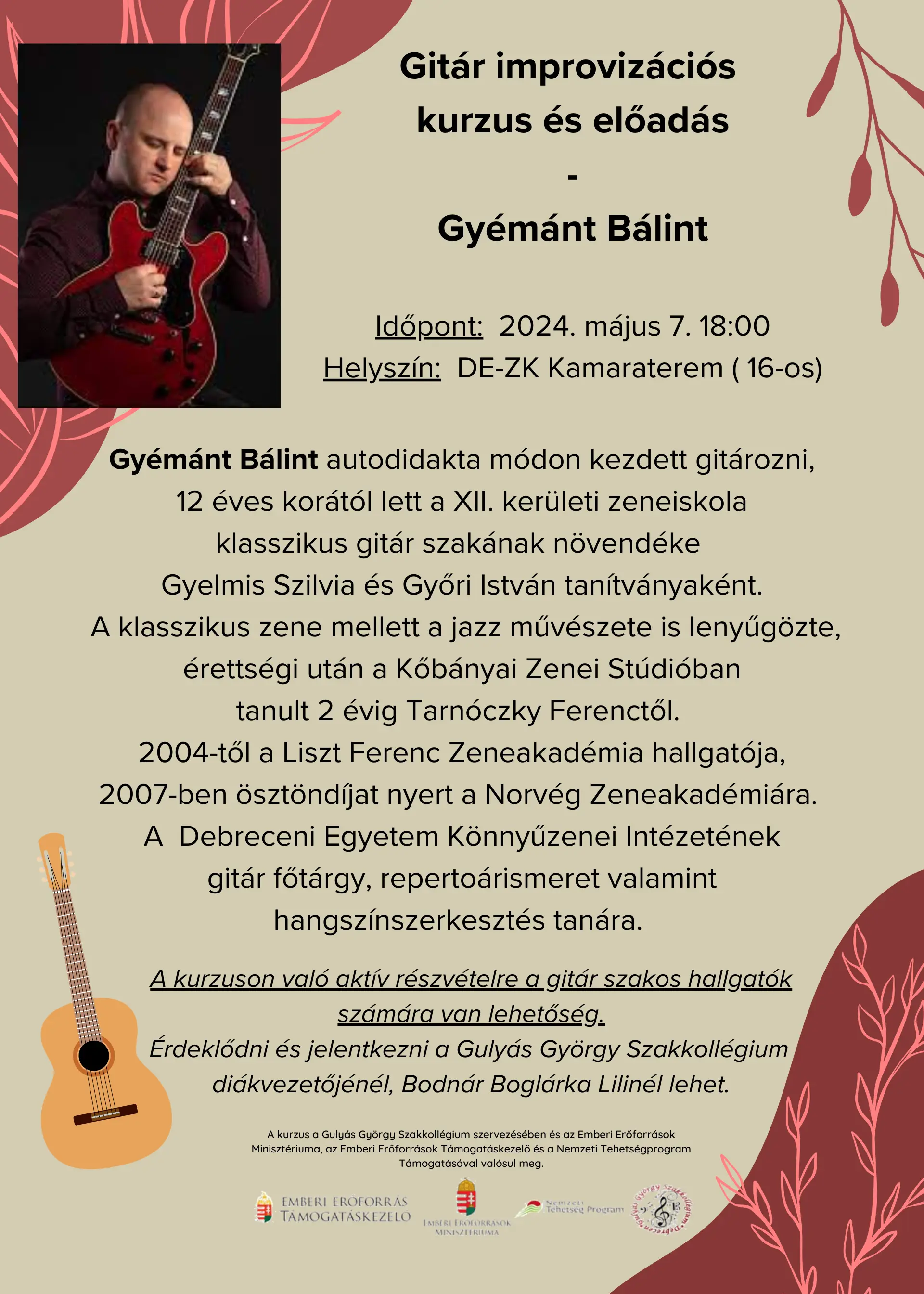 Gy&eacute;m&aacute;nt B&aacute;lint - Git&aacute;r improviz&aacute;ci&oacute;s mesterkurzus 