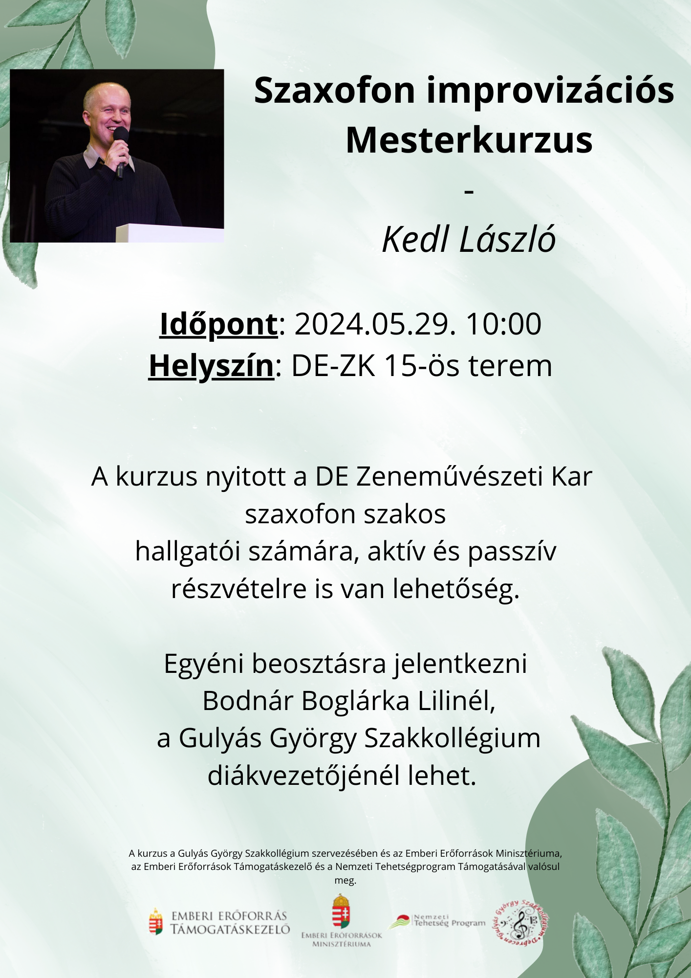 Szaxofon improvizációs mesterkurzus